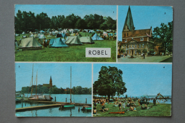 Ansichtskarte AK Röbel 1972 Zeltplatz Camping Badeanstalt Rathaus Architektur Ortsansicht Mecklenburg Vorpommern
